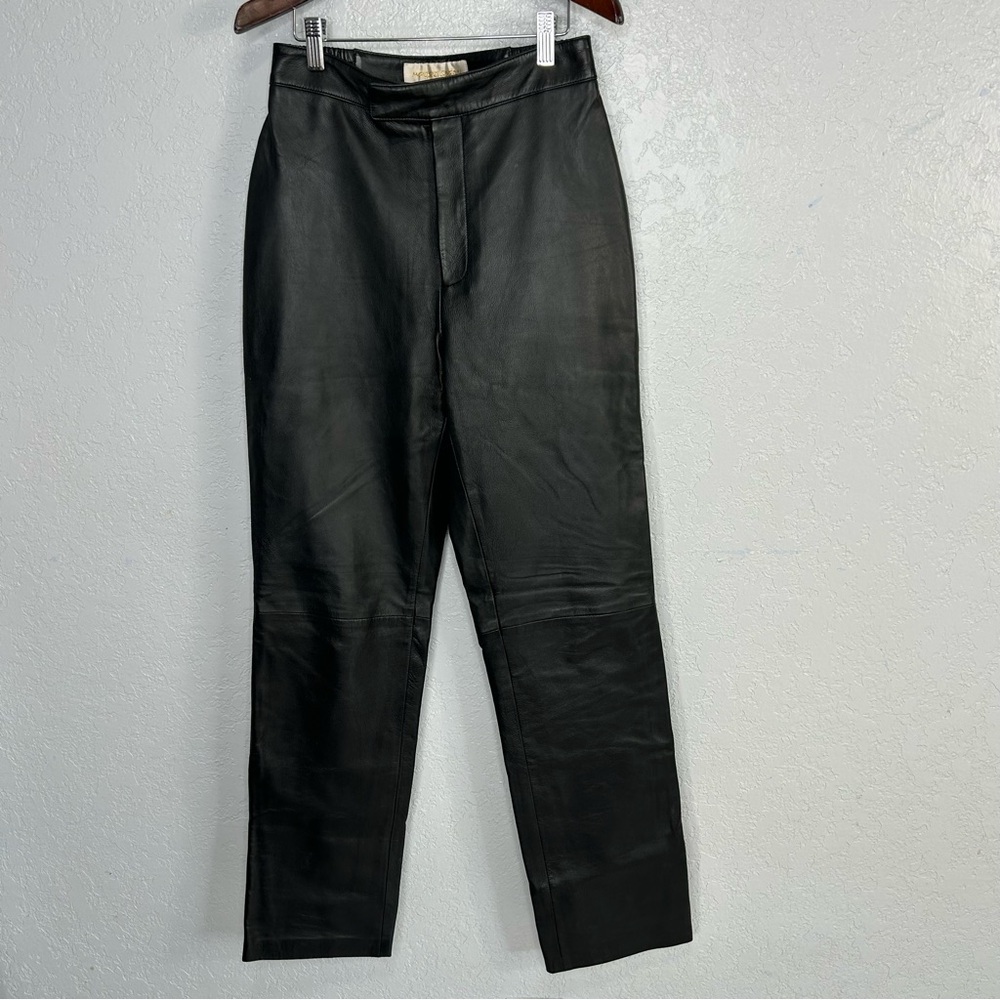Vintage 90s Black Leather Tapered Moto Pants Size 4 EUC
